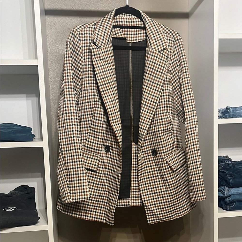 Stylish Women's Houndstooth Blazer